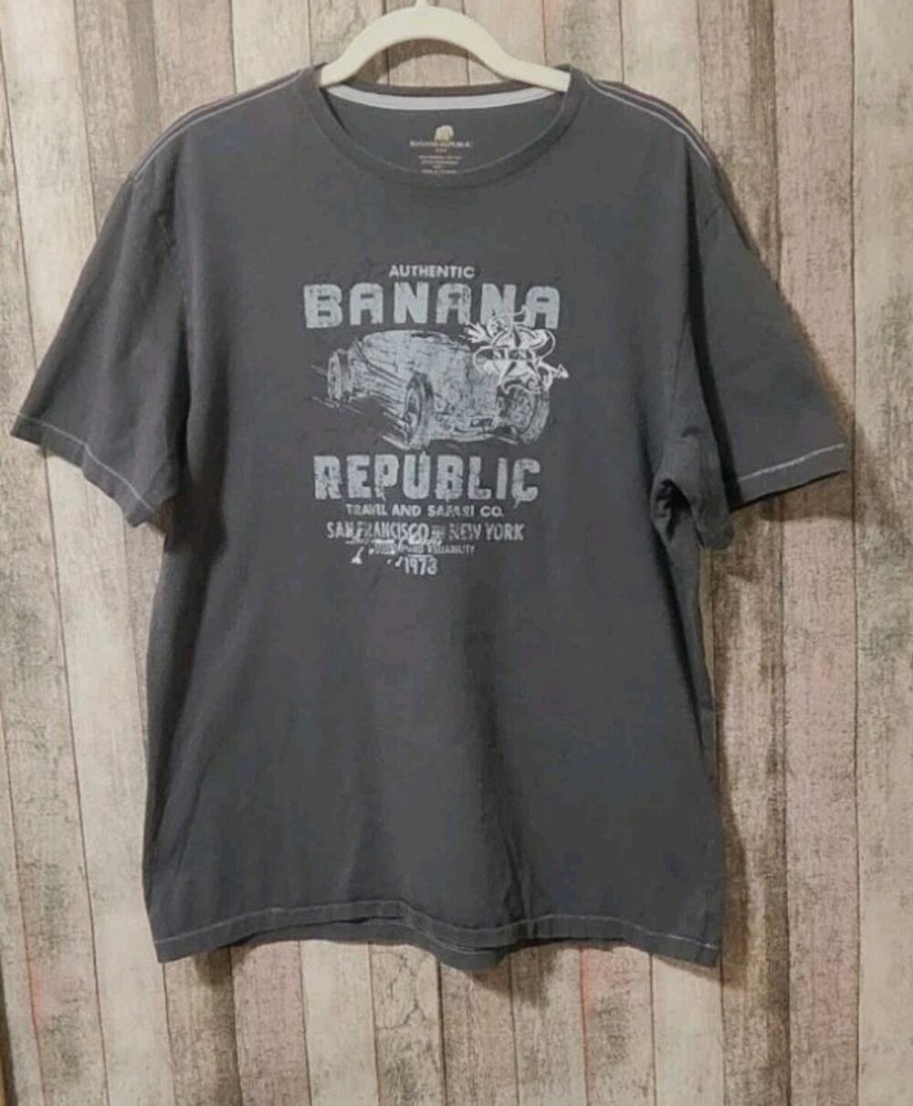 Banana Republic Mens Gray SF NY Organic Cotton T-Shirt Size Large Pre-owned